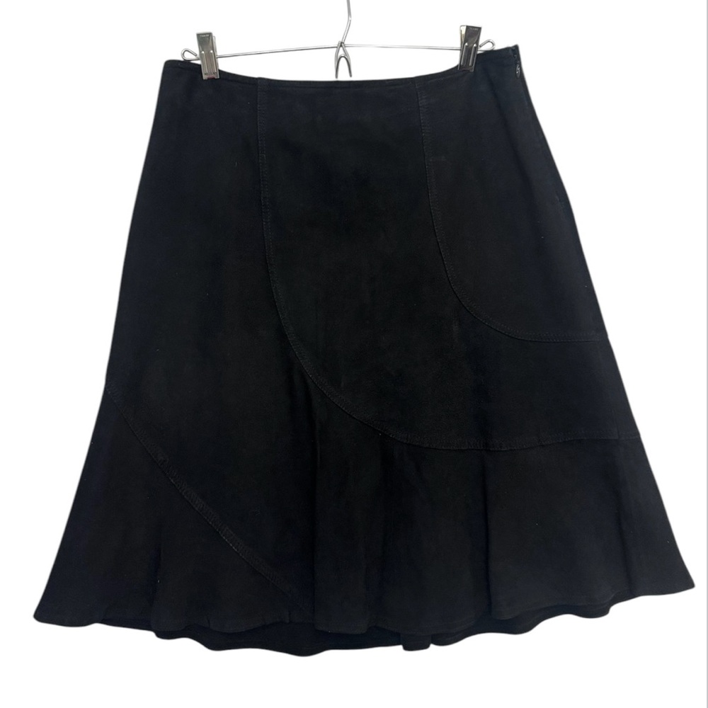 VS2 Women’s Black Suede A-line Knee Length Skirt Size 8